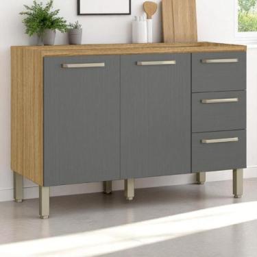 Imagem de Balcão 2 portas 3 gaveteiros 1,20 Ametista Freijó Gris - Kits Paraná