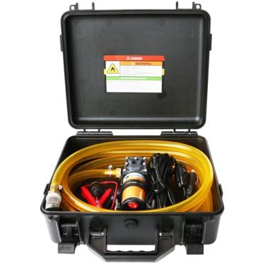 Imagem de Kit de bomba de transferência de combustível de 12 V 75 W, movimenta até 110 galões de gás ou diesel por hora, com tubo de combustível de alta elasticidade e 2 cabos de alimentação, ótimo para