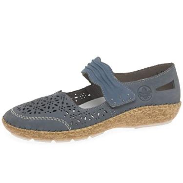 Imagem de Rieker Tênis de cano alto feminino 44896 Low Shoes, Blau, 35