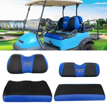 Imagem de 10L0L Capas de assento de carrinho de golfe dianteiras traseiras para Yamaha G29 Drive, Club Car Precedent e Club Car DS, feitas com tecido de poliéster de malha de ar 3D, respirável, lavável - azul