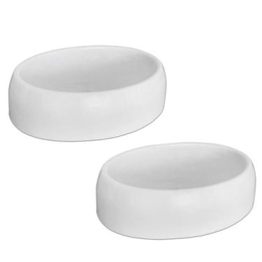 Imagem de Kit 2 Cuba Pia de Apoio Sobrepor Oval 39x29 Branca Banheiro Lavabo Bel