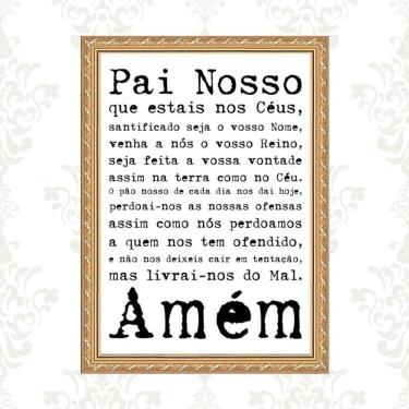 Imagem de Quadro Moldura Dourada Oração Pai Nosso 45X34Cm