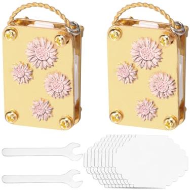 Imagem de Kit de microprensa com 40 papéis de amostra reutilizáveis e 2 chaves de pressão portátil para entusiastas de artes e artesanato (girassol dourado - 2 equipes)