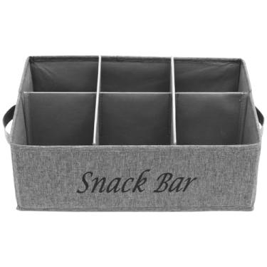 Imagem de Caixa organizadora de lanches para bancada, cesta de lanche de tecido com alças, recipiente de armazenamento de doces com 6 compartimentos para cozinha, armários lanches, pacotes, especiarias, bolsas