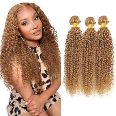 Imagem de Pacote de cabelo AuokMar 27 Blonde Kinky Curly Brazilian 3x30cm