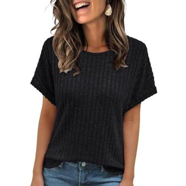 Imagem de Suéter feminino de verão Automet, manga curta, preto, XL