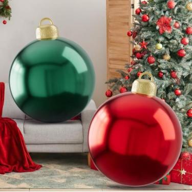 Imagem de Bola inflável de Natal Icilar Giant 60 cm PVC 2 peças vermelha e verde