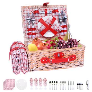 Imagem de Conjunto de cestas de piquenique YPShuye para 4 pessoas com bolsa isol