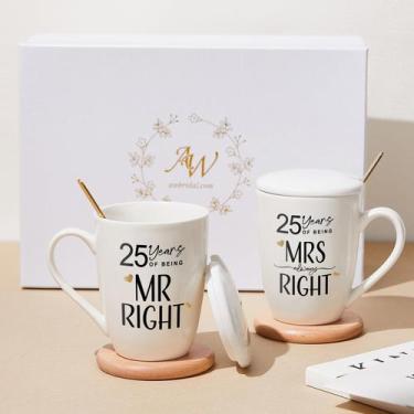 Imagem de Conjunto de canecas de café de cerâmica AW BRIDAL 25th Anniversary 350