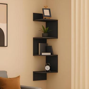 Imagem de Genérico, Estante De Canto De Parede Para Livros Nicho Vertical Ideal Para Sala Quarto Hall De Entrada Preta