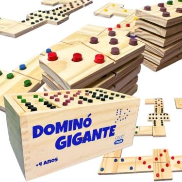Imagem de Dominó Gigante em Alto Relevo Infantil - Brinquedo Educativo de Coordenação Motora e Raciocínio Lógico - Peças Grandes e Coloridas para Crianças, Escolas e Atividades Pedagógicas
