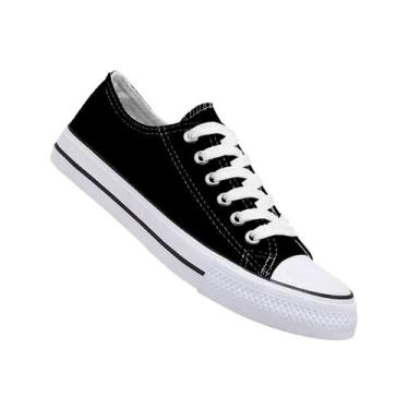 Imagem de Tênis Urban Canvas Unissex Casual Preto/Branco 7079 - Lightbek Officia