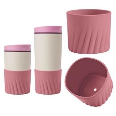 Imagem de KGULQ Bota de silicone superior de 2 peças para Owala SmoothSip Slider 340 g 590 ml e 680 g com alça, capa protetora antiderrapante texturizada para caneca de café de viagem, acessórios para copos de