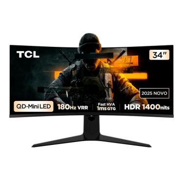 Imagem de Monitor Gamer Curvo TCL 34 Polegadas QLED Mini LED WQHD R83Q 180Hz 1ms (GtG) HDR 1400 nits 34R83Q