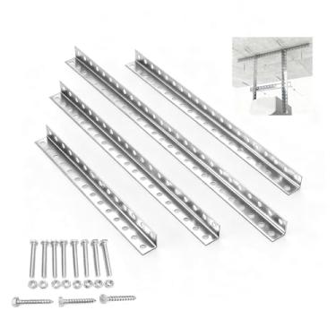 Imagem de Kit de suporte suspenso de abridor de porta de garagem de 4 peças, calibre 13, suportes de ferro de ângulo de aço galvanizado resistente com ferragens de montagem, compatível com abridores de corrente