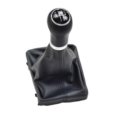 Imagem de Yoegerery Maçaneta de câmbio de carro com puxador de couro PU compatível com Audi A6 C6 (2004-2012) A4 S4 B8 8K A5 8T 8F Q5 8R 2007-2015 (5 velocidades)