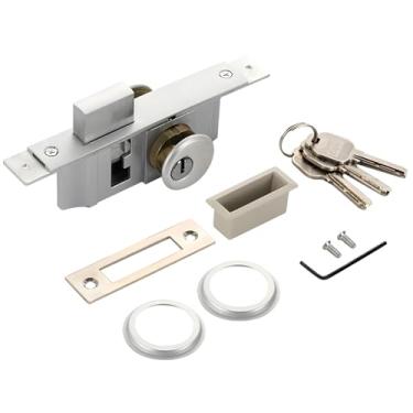 Imagem de Fechadura de alumínio resistente para porta de loja, combinação de fechadura e cilindro estilo Adams Rite com gancho, fechadura de porta de vidro segura para portas de 1,65 a 1,89, inclui 3 chaves
