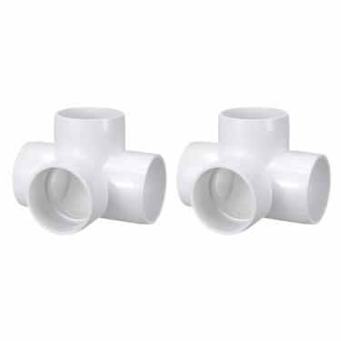 Imagem de Kozelo Pacote com 2 encaixes de tubulação de cotovelo de PVC SCH40 de 3,8 cm, encaixe cruzado de saída lateral de canto de cotovelo de PVC de 4 vias, conectores de tubo de grau de móveis para projeto