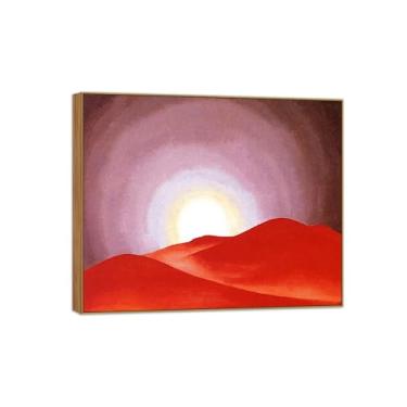 Imagem de BMZFYBS Georgia O'Keeffe Famosa impressão em tela de parede pronta para pendurar - Red Hills Lake George-Quadro de madeira para decoração de sala de estar 30 x 35 cm 12 x 13 pol