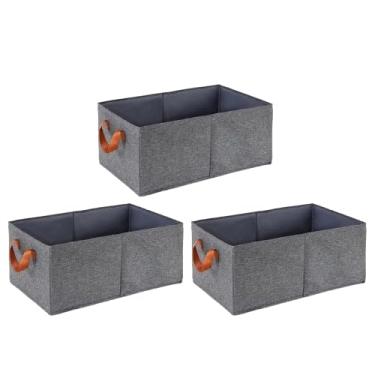 Imagem de Caixa Organizadora Premium para Guarda Roupa, Tecido Non Woven, 48x27x20cm, Dobrável com Fundo Reforçado, Conjunto com 3 Unidades, Ideal para Roupas e Acessórios