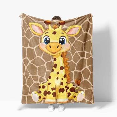 Imagem de Cobertor de girafa, girafas, cobertor de lã, supermacio, quente, aconchegante, felpudo, girafa, presentes para decoração de quarto de meninas, meninos, crianças, 152 cm x 203 cm