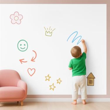 Imagem de Papel de Parede Adesivo Quadro Branco, PVC Vinílico, Autoadesivo, Branco, Para Escritório/Casa/Escola, Brasil, Colagem Direta, 45cm x 2m, Com Marcador, Lavável/Impermeável