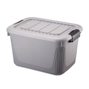 Imagem de Caixa Organizadora Multiuso Empilhavel Com Trava E Rodinha 30 Litros (Cinza)