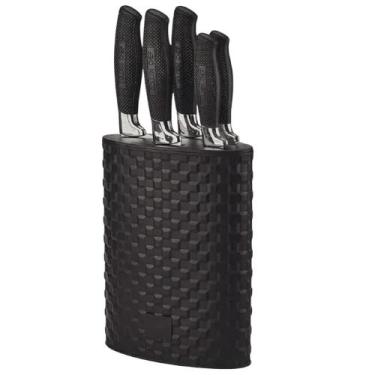 Imagem de Conjunto de Facas E Cepo Black Jogo C/ 6 Peças Haüskraft