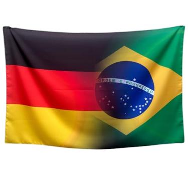 Imagem de Bandeira Decorativa Brasil-Alemanha, Decorativa, Bandeira, Multicolorido, 150x100cm, Mesclada, Uso Interno/Externo, Oxford, Sublimação a Laser