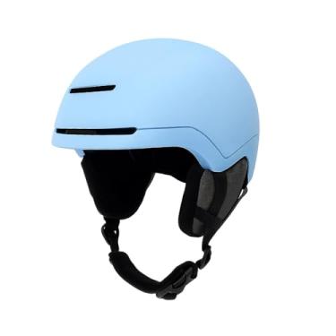 Imagem de KiBcsLic Capacete de esqui com óculos de proteção, tira de queixo ajustável, ideal para skate, ciclismo, mountain bike e atividades de inverno, Azul Claro