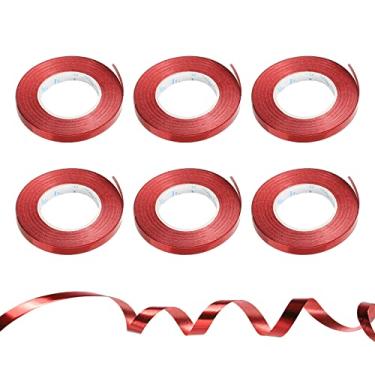Imagem de 6 fitas onduladas frisadas para balões brilhantes metálicos 3/40.6 cm 11 jardas iridescentes para decoração de festa, embrulho de presente, artesanato, vermelho