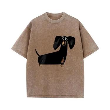 Imagem de Camiseta De Algodão Oversized Com Estampa Engraçada De Cão Dachshund P