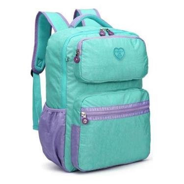 Imagem de Mochila Love Kika Feminina Moderna C/ Chaveiro Pompom Lisa, Verde