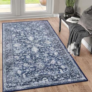 Imagem de KILOCOCO Tapete de área 3x5 tapete de entrada tapete lavável vintage tapete floral tapete de quarto antiderrapante tapete de cozinha interno para sala de estar lavanderia sala de jogos tapete