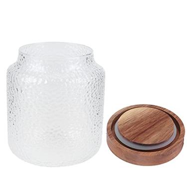 Imagem de aqxreight Conjunto de Jarra de Vidro Ampla Vasilha de Armazenamento Com Tampa de Madeira Hermética para Lanches de Grãos de café Nozes Biscoitos de 700ml Também Tempero de Decoração de café Adequado