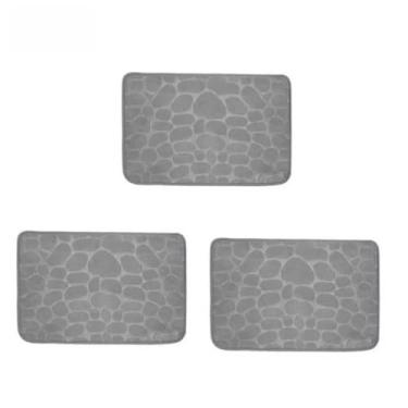 Imagem de Tapete Soft Antiderrapante Super Macio 60x40cm – Tapete Absorvente em Poliéster para Banheiro, Sala e Quarto(KIT3-Cinza)