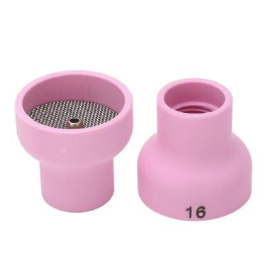 Imagem de Generic 2 Unidades de Copo de Soldagem TIG 16# Conjunto de Bico de Cerâmica, Malha de Aço Inoxidável para Fluxo de Gás Suave, Fácil Instalação para Tocha WP17 18 26, Ideal para Soldagem de Ligas de