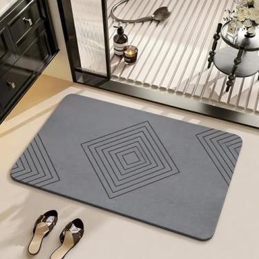 Imagem de TBEECOZY Tapete de banho de pedra, tapete de banho de terra diatomácea, tapete de banheiro rígido de secagem, tapetes de banho de pedra antiderrapante super absorvente para banheiro piso de chuveiro