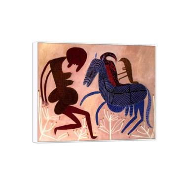 Imagem de Victor Brauner Famosa Arte de Parede Impressão em Tela Pintura Pronto para Pendurar - Mitologia dos Arcanos - Imagem em Moldura Branca para Decoração de Sala de Estar 60 x 75 cm 24 x 29 pol