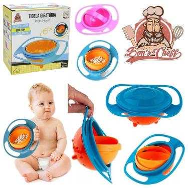 Imagem de Prato Plastico Infantil Tigela Giratoria Anti Derramamento