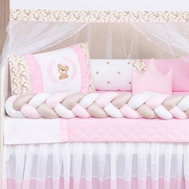 Imagem de Kit Berço Bebê Menino 11 Peças Com Saia E Mosquiteiro