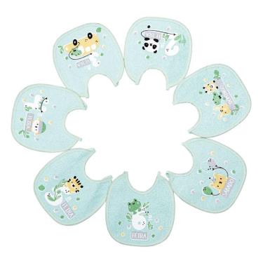 Imagem de Kit Babador Semaninha Felpudo Plastificado Verde 7 Pçs Papi