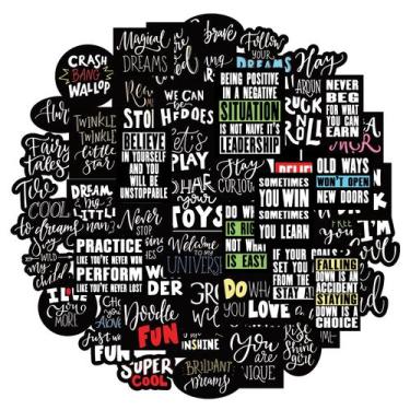 Imagem de Pacote de adesivos, 50 unidades em preto e branco, inglês, 50 letras -