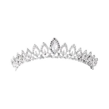 Imagem de Tiara De Cristal Prateada Para Noivas, Coroa De Princesa Com Diamantes