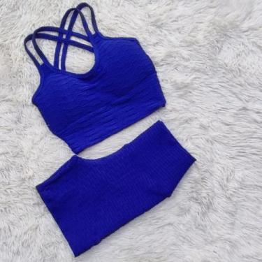 Imagem de Conjunto Brocado Para Academia Short Cintura Alta Disfarça Celulite e 