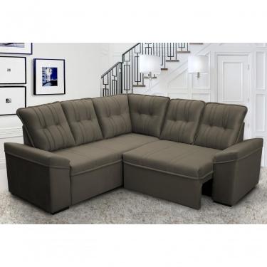 Imagem de Sofá Canto London Marrom Claro Suede Velut - King House