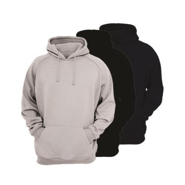 Imagem de Kit 3 Moletons Masculino Ragor Algodão Capuz Bolso Conforto-Masculino