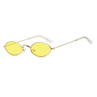 Imagem de Óculos de Sol Steampunk Moda Feminina Oval Retro Masculino Óculos de Sol Personalidade Óculos Steampunk Óculos de Condução Gótico, C11 Amarelo, Tamanho Único