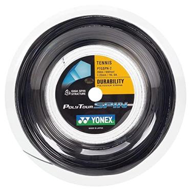 Imagem de Corda de Tênis Yonex Poly Tour Spin 125 Rolo Preta,Preto,Rolo com 200 metros