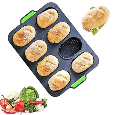 Imagem de Zhiwei Forma de baguete de silicone para assar mini baguetes, formas de pão para frisar cães quentes, molde antiaderente perfurado para pão francês, molde de pão para assar, torradas para cozinhar panelas, molde para sanduíche